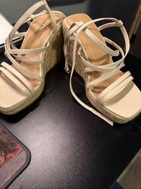 torrid Cream Strappy Espadrille Wedge Sandals with Ankle Wrap